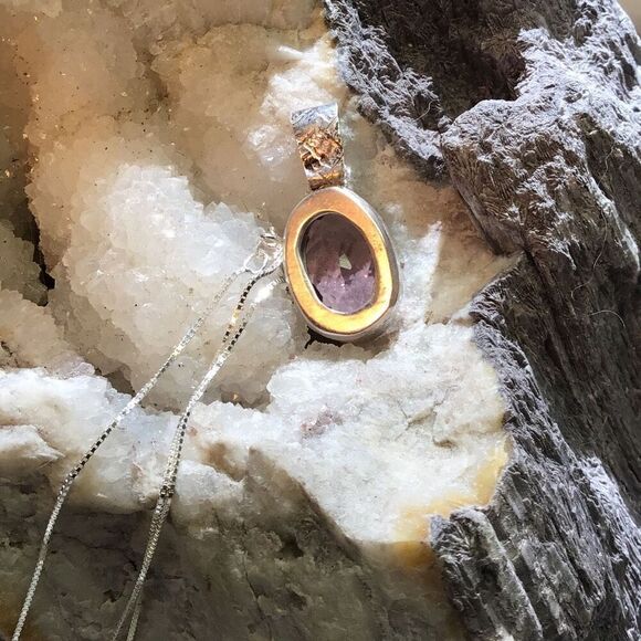 Necklace, Purple Amethyst and Sterling Silver Pendant, NEW, Handmade, Artisan, 1 - Picture 5 of 5